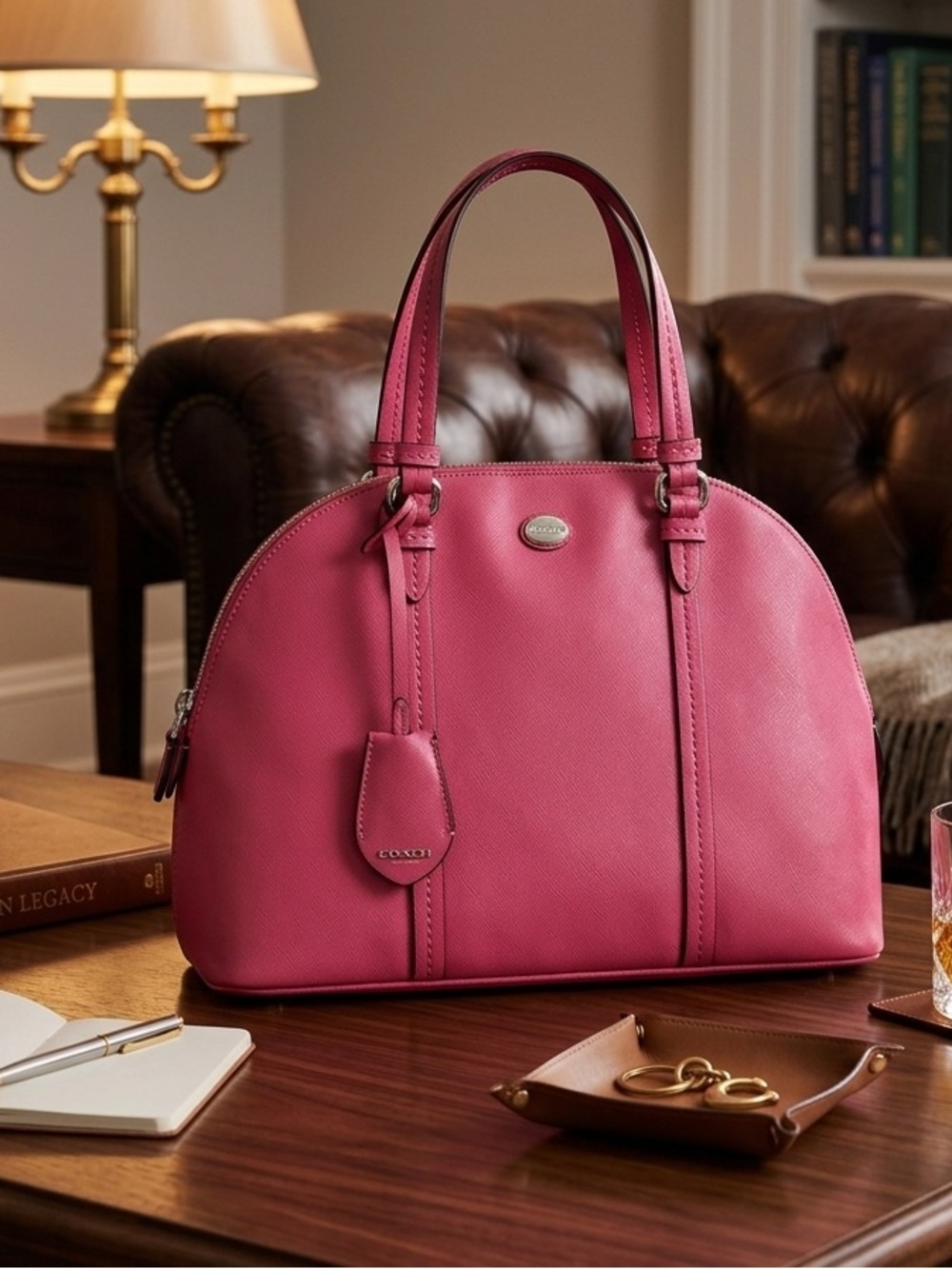 COACH Peyton Cora Domed
Satchel in Pink Saffiano Leather